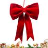 19x25 Inch Velvet Christmas Bows Extra Large Red Christmas Tree Bows Hangable Holiday Decorations For Front Door Office Wreath
