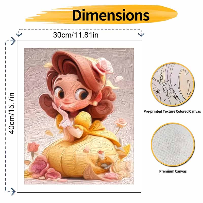 Disney Belle Rose oil paint by numbers painting kit handmade diy home decor gifts wall art canvas picture for adult modern room decor