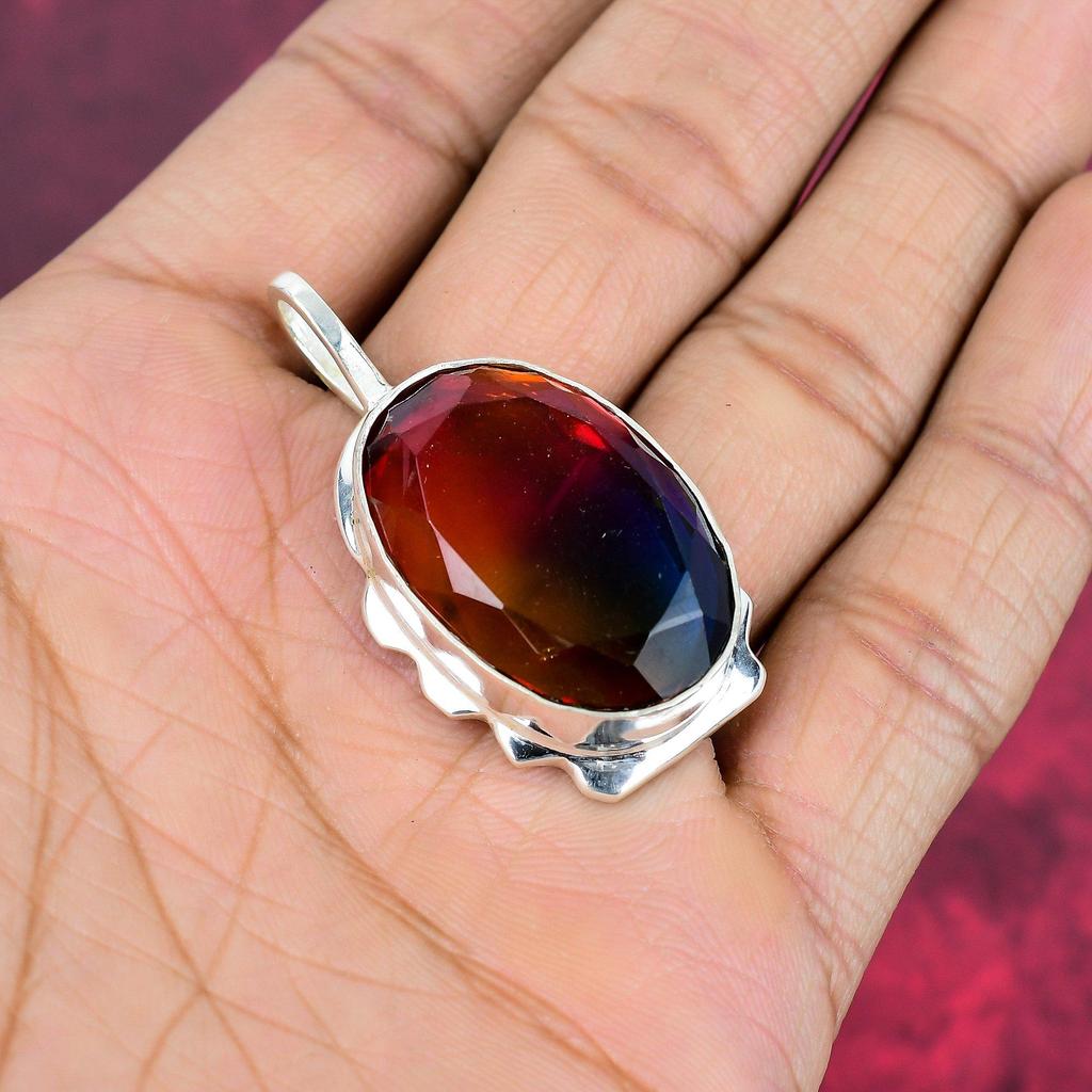 Multi Tourmaline Jewelry, Handmade Gemstone Pendant, 925 Solid Sterling Silver Pendant Antique Jewelry, For Engagement Gift