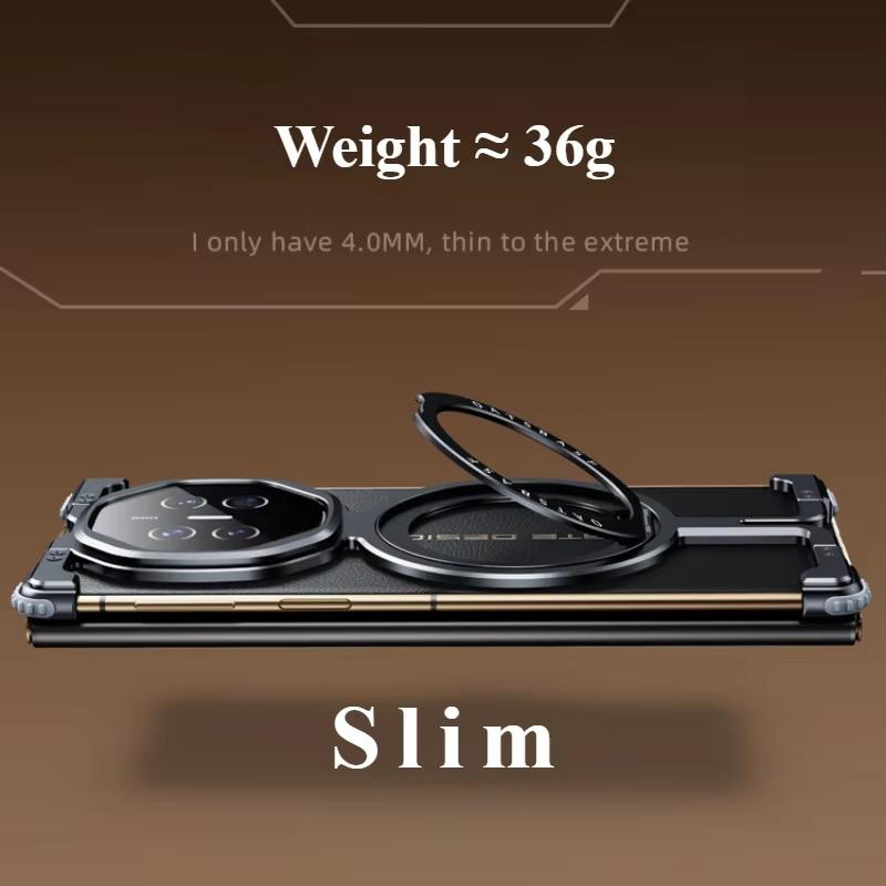 Eary Metal Frameless Phone Case for Huawei Mate XT with 360 Rotate Stand Magnetic Ultra-Thin Protective Cover Shockproof Shells