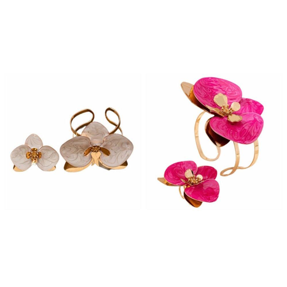 Exaggerated Flower Bracelet Bohemian Open Floral Arm Cuff Flower Bracelet Ring Set  Gatherings