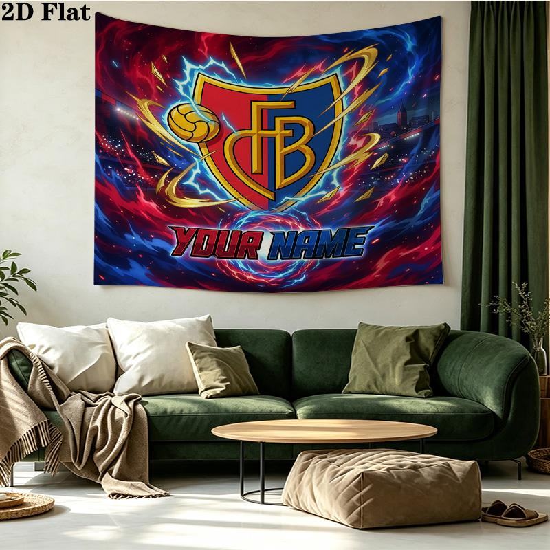Custom Name FC Basel Printed Tapestry – Wall Hanging for Bedrooms, Dorms, and Home Decor