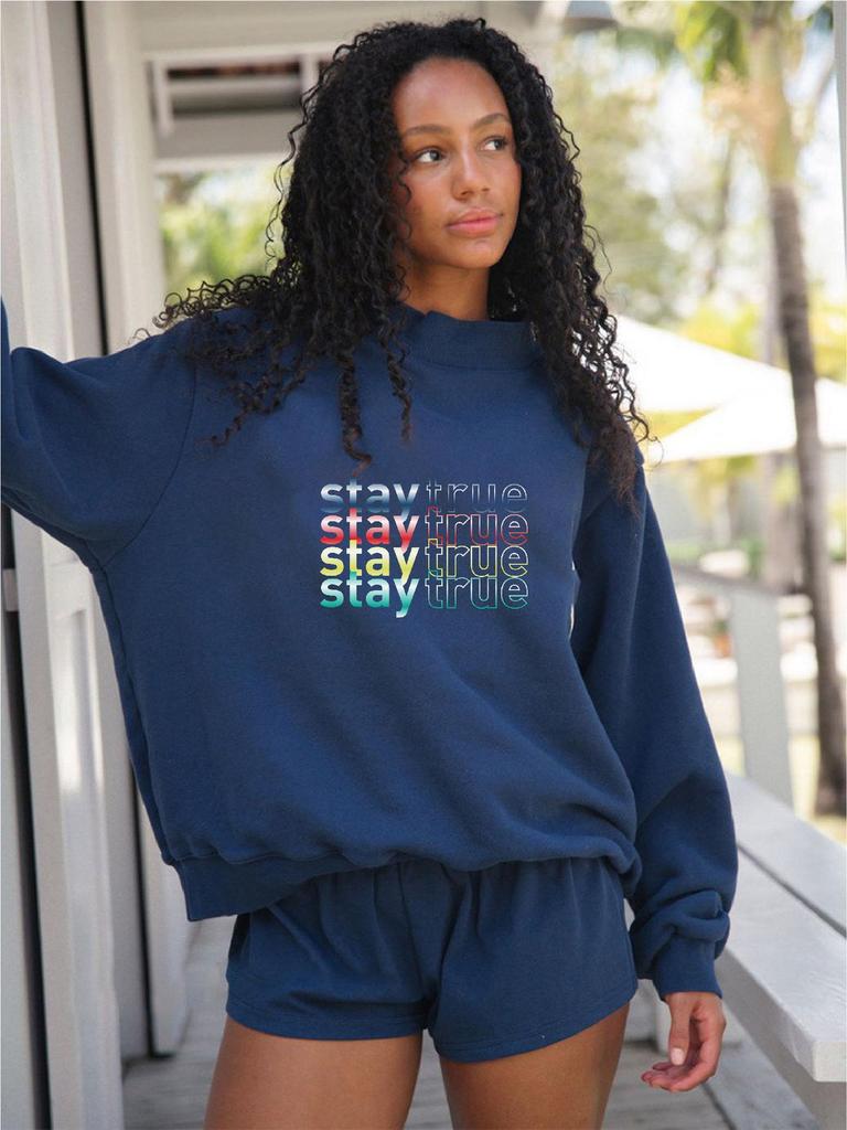 European Style Trendy Casual Women's Sweatshirt with High Collar