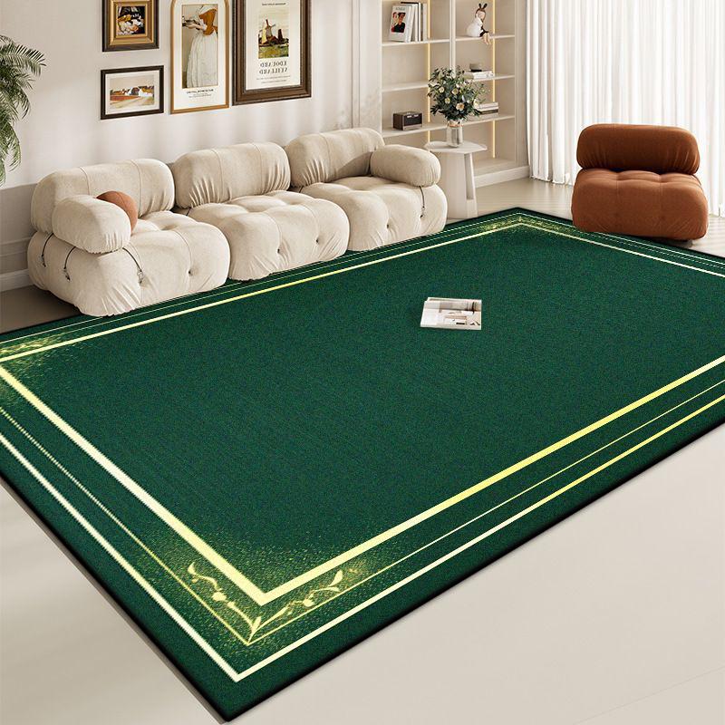 Luxury Green Large Living Room Rug Golden Border Antiskid Room Decoration Home Mats Soft Fluffy Lounge Carpet Machine Washable