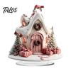 Colorful Acrylic Christmas Crafts Winter Tree Cottage Table Decoration, Double Sided Xmas Cabin Ornament Fairy Tale Igloo Decor with Stable