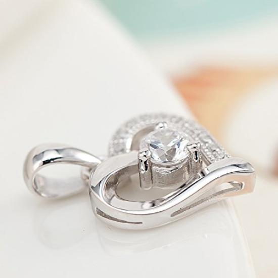 Ashley Jewelry Necklace, Sterling Silver 925, Heart Pendant, Cubic Zirconia, Women's, Party, Popular