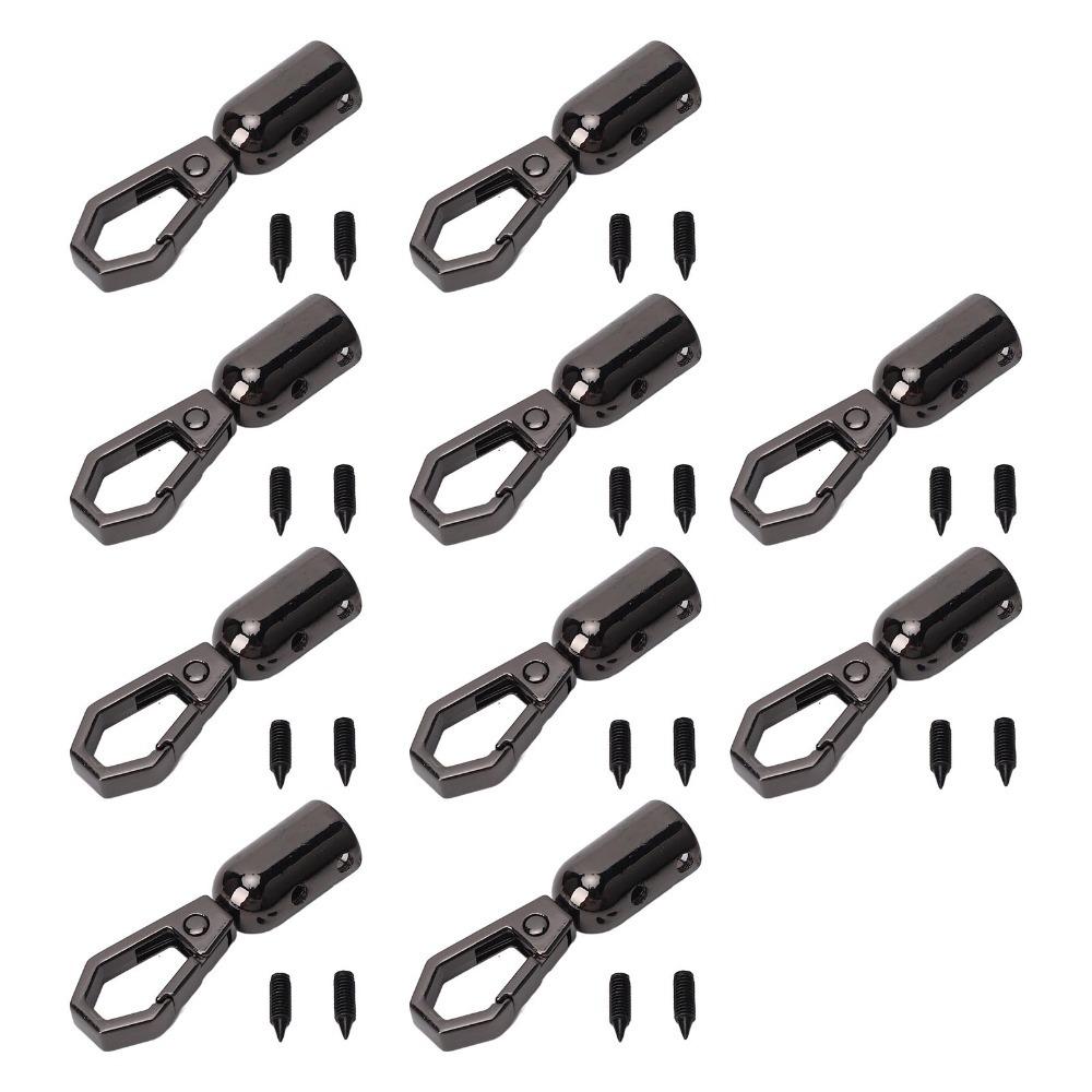 

10pcs Buckle Zinc Alloy Rope End Snap Hook 8mm Hole 4 Colors Hanging Bell Snap With Screws Cord End Caps Clothing Accessory серый