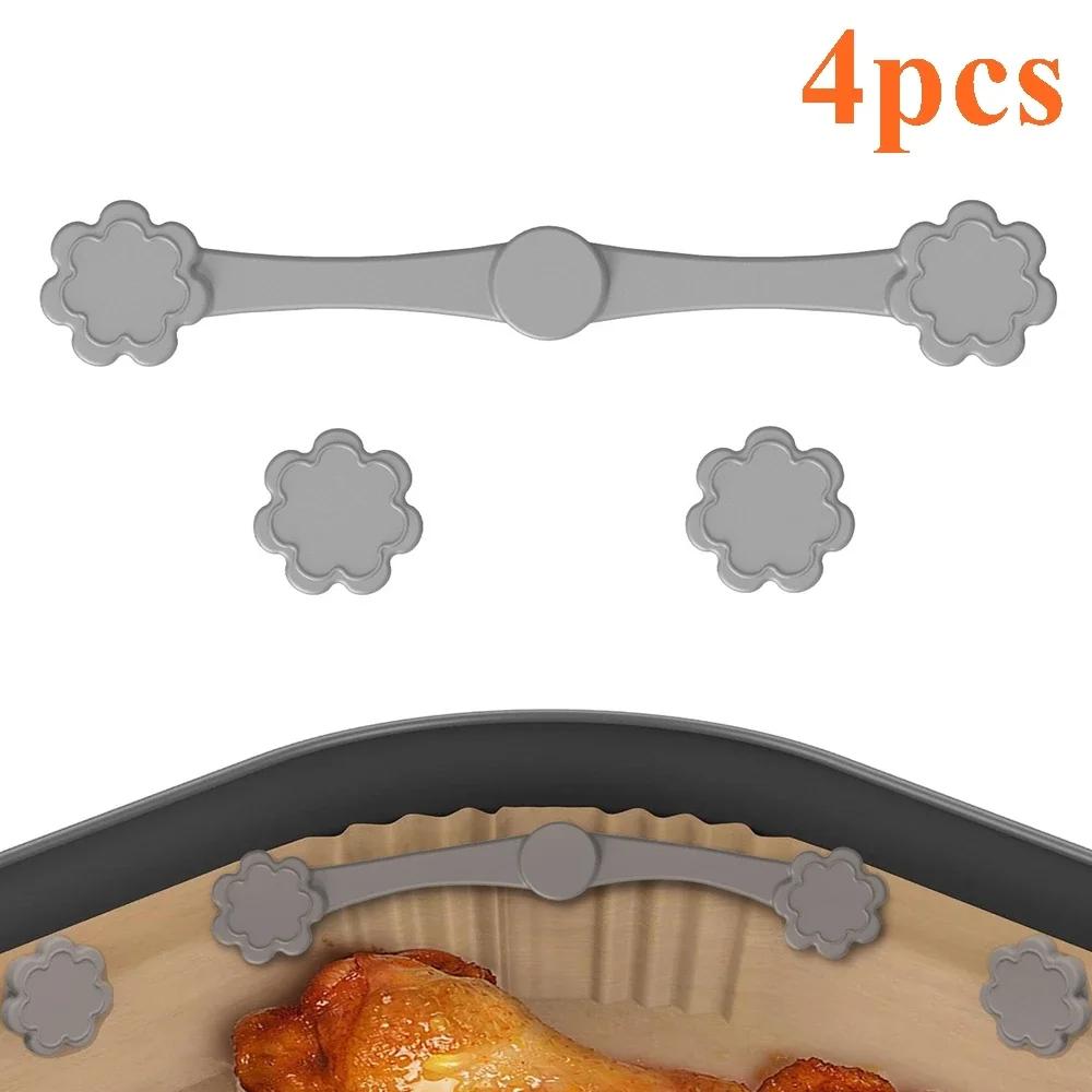 4PCS Air Fryer Magnets Set for Parchment Paper Air Fryer Liner Magnet Silicone Buckle High-temp Resistant Air Fryer Accessories