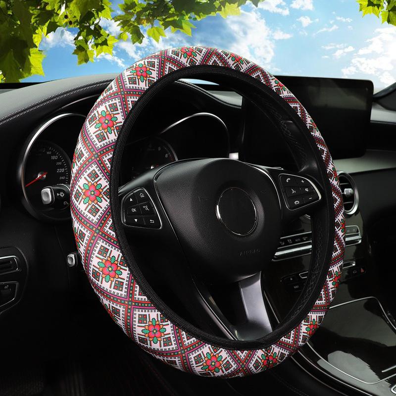 1PC Neoprene Universal Anti-Slip Steering Wheel Cover with Printed Pattern Comfortable Grip Elegant Creativity Car Accessory