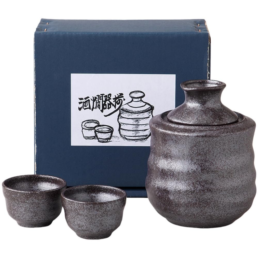 

Sake Warmer Set 6cm Diameter x 140ml Black and for Cold and Hot Mino Ware Made in Japan Ale-net (Small), 10.2cm Height, Capacity, Silver, Sake, чёрный
