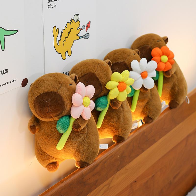 Boutique 8-inch Hat Kapibara Plush Toy Backpack Toast Milk Tea Capybara Doll Grab Machine Doll