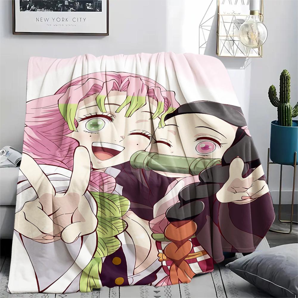 1PC Demon Slayer Print Flannel Blanket, High Quality All Seasons, Home Decor, Warmth and Comfort, Perfect for Christmas Gifts
