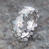 Cute Plumeria Flower White Fire Opal Rings For Women Vintage Silver Color Engagement Bands Jewelry Christmas Gifts