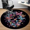 1pc Neon Skull Floral Design Chair Carpet for Office, Round Non Slip Durable Large Size Office Carpet, Suitable for Office