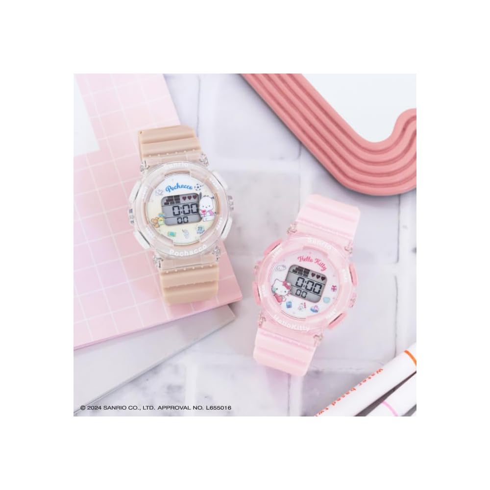Sun Flame J-Axis Sanrio Pochacco Digital Watch with Backlight and Alarm Function Girls Beige