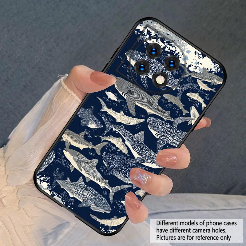 Cartoon Blue Shark For Oneplus 8T 9 9R 10 Pro 11 12 13 13R 5G ACE 5 Nord2 4 CE 3 4 Lite N20 SE N200 silicone soft phone case