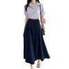 Long Short Sleeve Shirt Belted Puff Sleeve Slip Mixed Material Cute Casual Fashion [CCGGOWMM] Women's Dress, Dress, Dress, Dress, Dress, Dress,