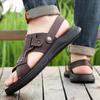 Fashion Business Summer Sandals Classic and Comfortable Gentleman Style Office Work Outdoor Quality Walking Shoes Gray and Brown