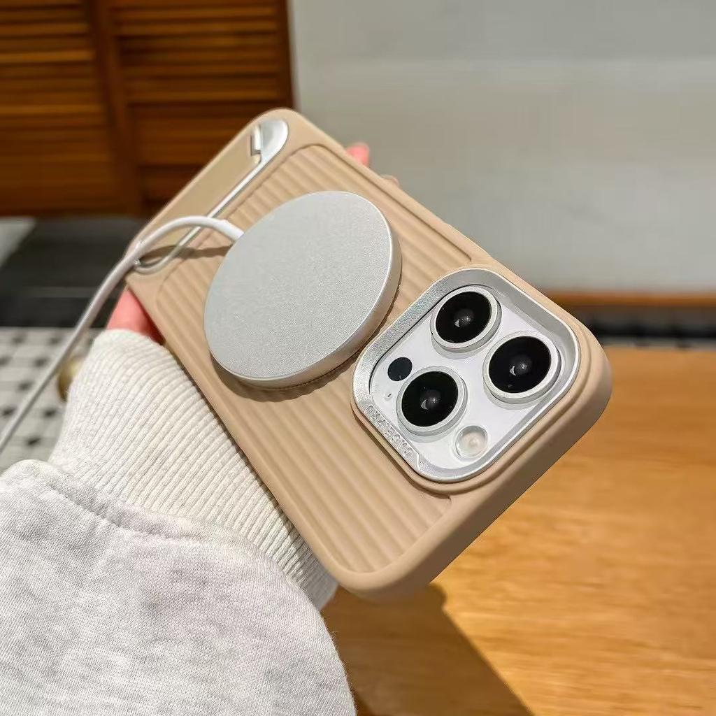 Vhodné pro 16pro Vlnité magnetické pouzdro pohlcující pot Jednořádkový stojánek, Apple 15 Plně kryté TPU měkké pouzdro proti pádu