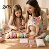 Craft Gifts for Adults Animal Hat Crochet Kit, Fantasy Hood DIY Cute Ergonomic Tool Set Unicorn Fox Frog Earflap Crafting Kit Teens Beginners