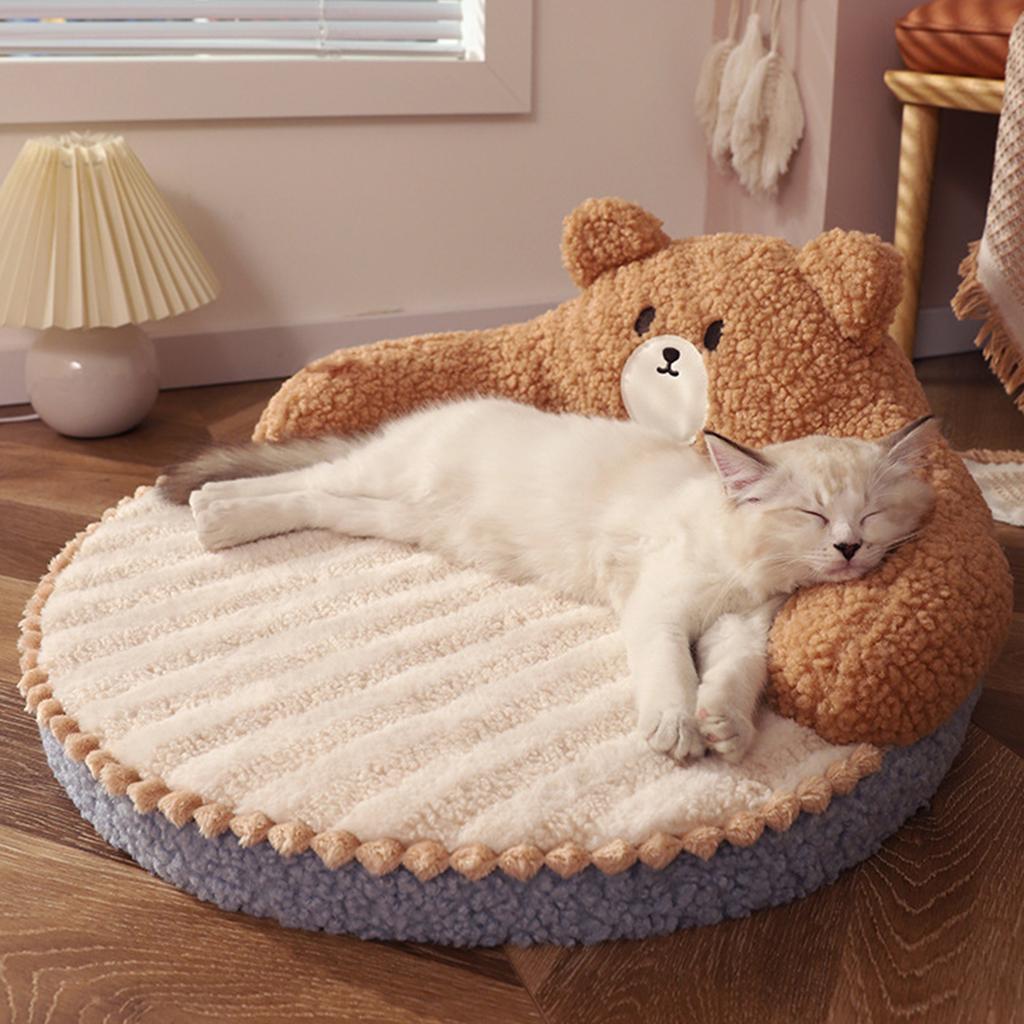 Cat Bed High Backrest All Seasons Hug Design Washable Cozy Cat Warm Pad for Cats Dogs Pets Little Bear