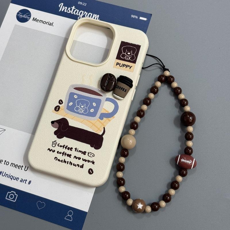 Cartoon for Apple 16 Promax Mobile Phone Case 16 Simple 14 Pro Lychee Pattern for IPhone 13 with Bracelet 12