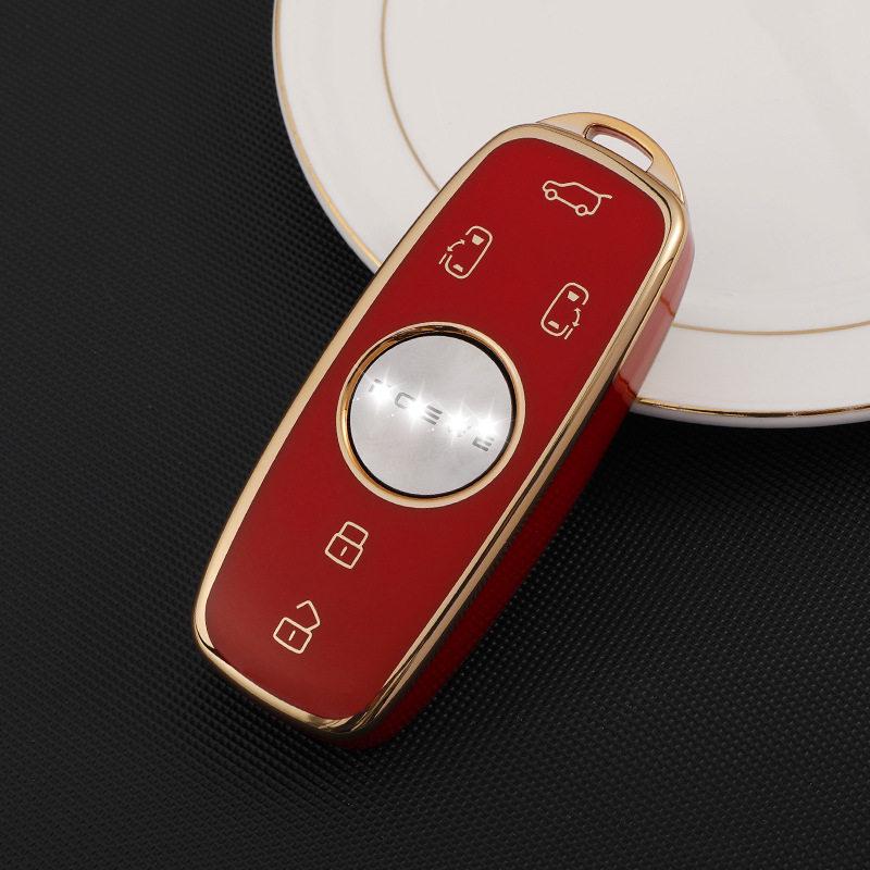 Roewe iMAX8 Key Cover - Stylish Gold Edge Silicone Protective Shell for Business Cars