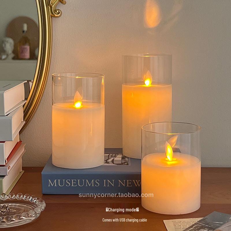 Schwingende Docht-LED-Kerze Nachtlicht – Kreative Schreibtischdekoration für Schlafzimmer-Ambiente