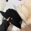 French Hepburn Style Elegant Black Top Hat Women'S Autumn Winter Rolled Edge Woolen Hat Able Fisherman Hat