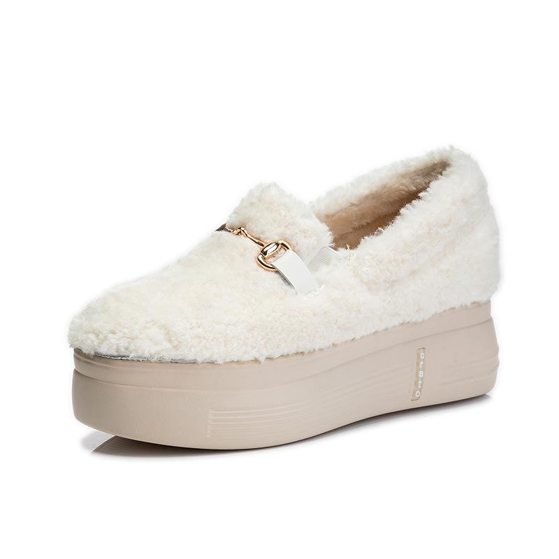 2026 Doudou Shoes Inner Height Increase Winter Velvet Cotton Shoes Women's Shoes Low-top Hiking Daily Snow Boots Warm and Versatile