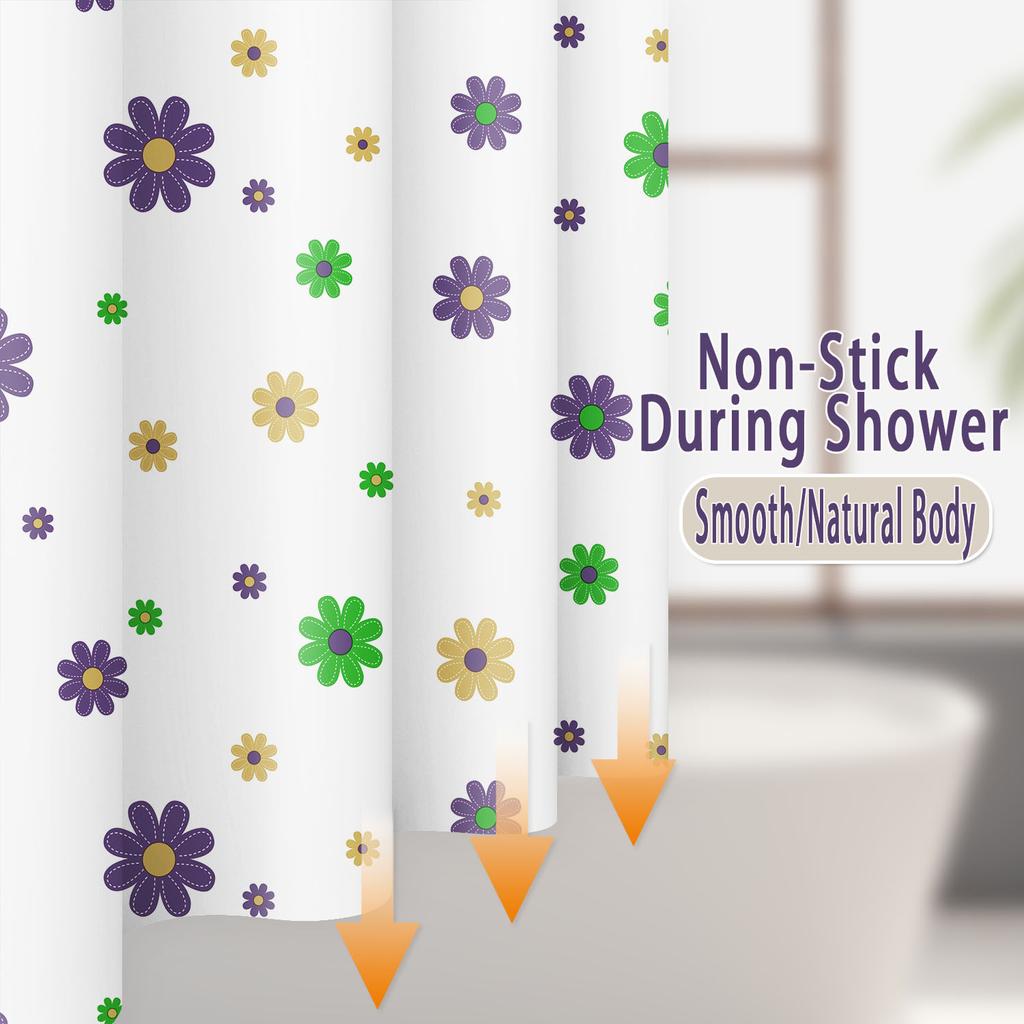 1 Stück Lila Blumenmuster Vorhang Peva wasserdichter Duschvorhang