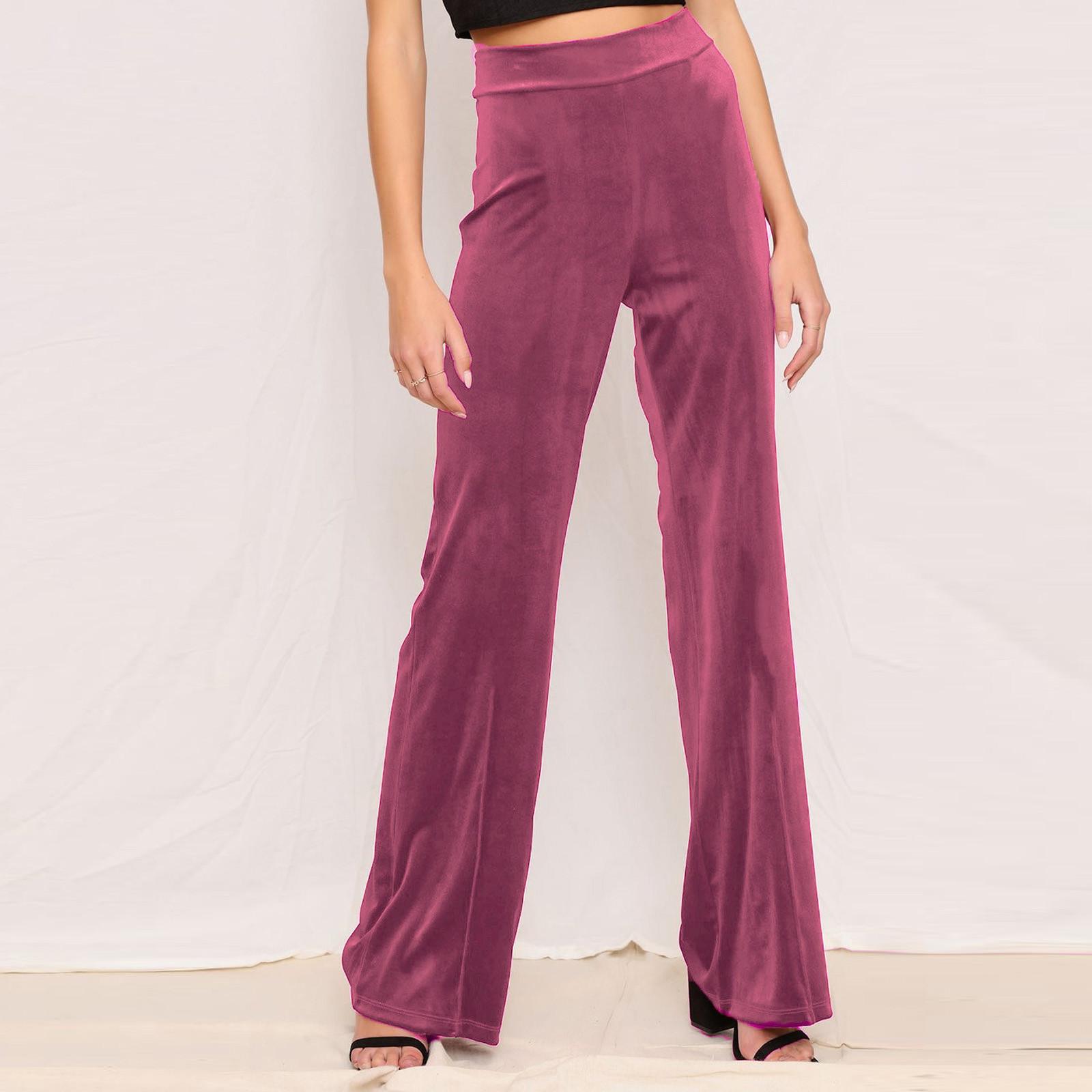 

Fashion Women s Color High Waist Yoga Wide Leg Pants Loose Trousers L розовый
