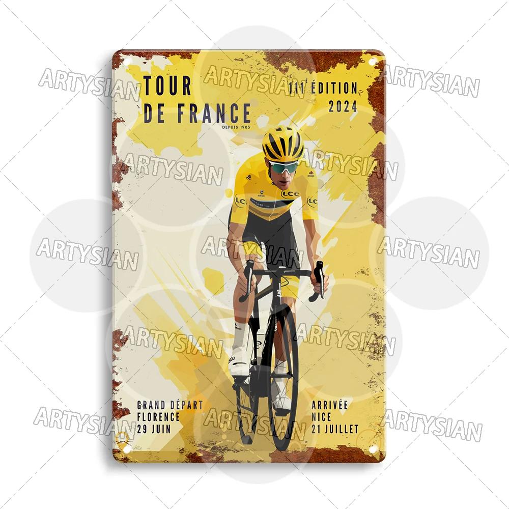 Tour de France Cycling Metal Sign Alpe d’Huez Mont Ventoux Le Jura Auvergne Mont Blanc Champs-Élysées Col du Tourmalet NICE