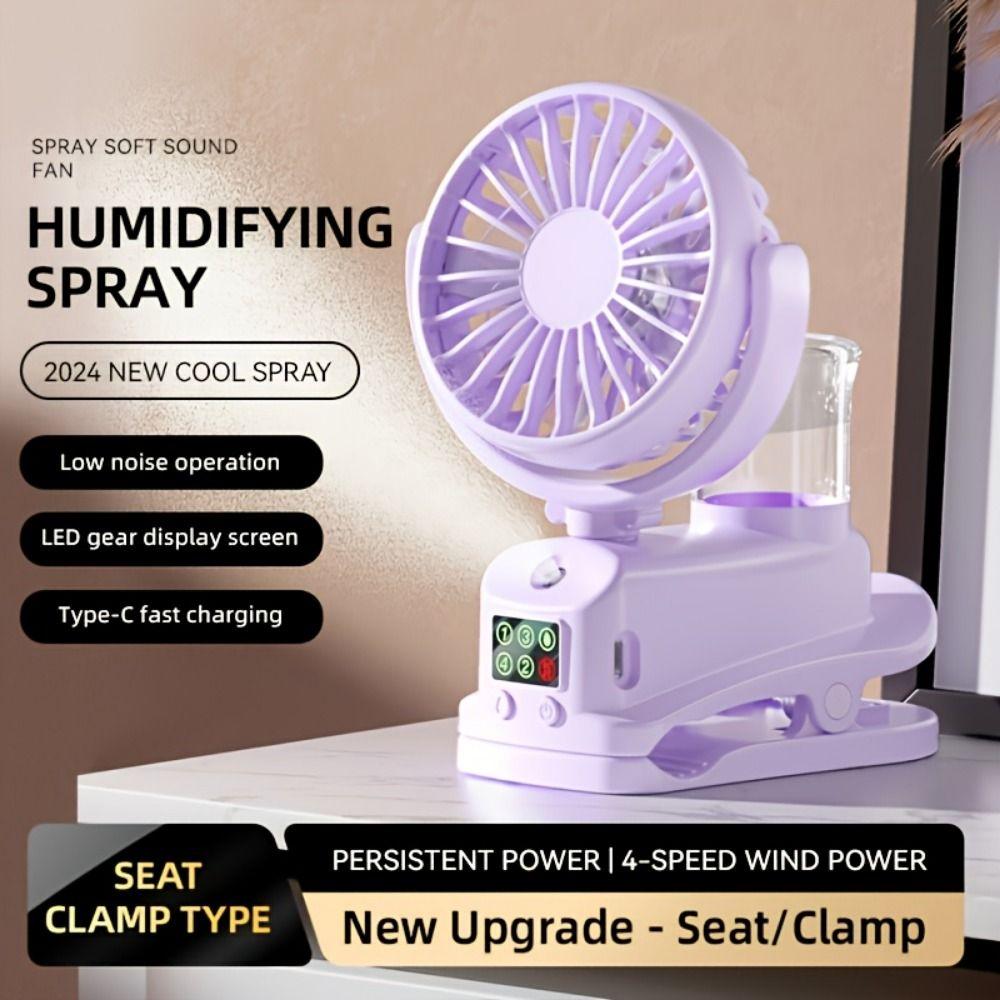 2-In-1 Design Humidifier 2 Humidity Settings Clip Fan Refrigerating Air Cooler  Dormitory Use