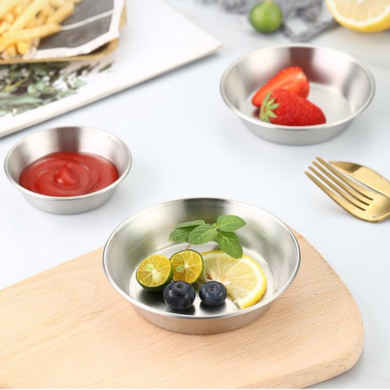 304 Stainless Steel Food Storage Tray Thickened Sauce Dipping Dish Snack Pan Kimchi Plate  Pot Seasoning Dish Kitchen Utensil