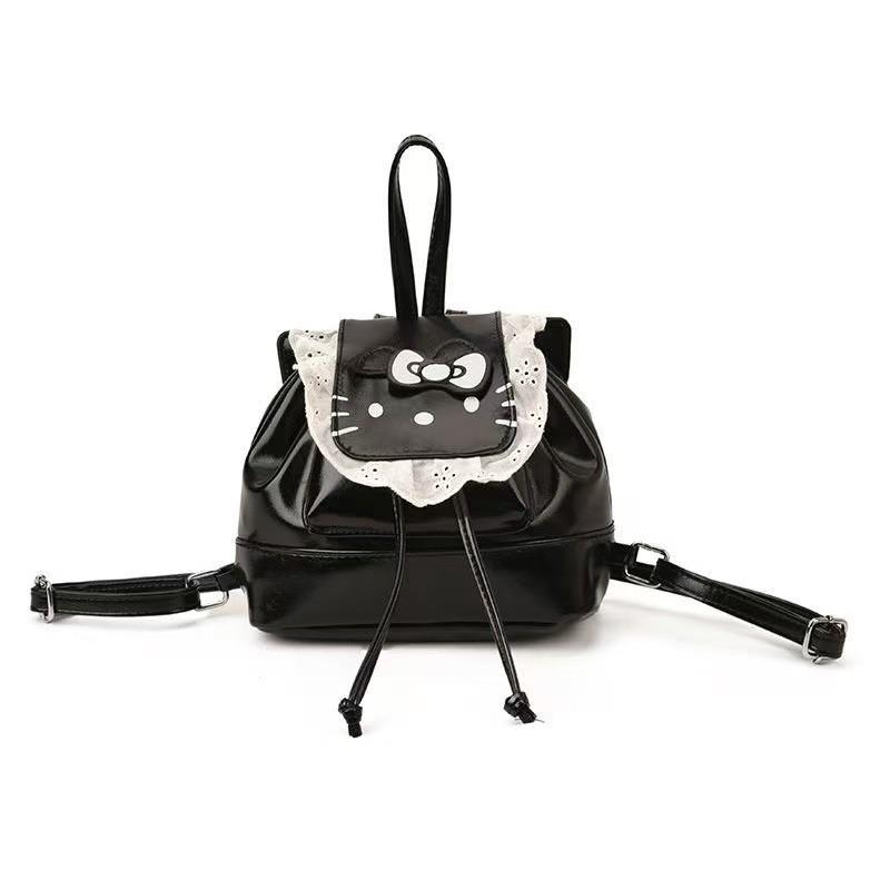 Mochila Infantil Hello Kitty com Acabamento em Renda e Estampa de Desenho Animado Para Uso Diário