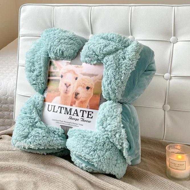 Fashion Best-selling Lamb Wool Blanket Solid Color Thickened Blanket Lunch Break Blankets Warm Bed Sheet Mantas De Cama Cobijas