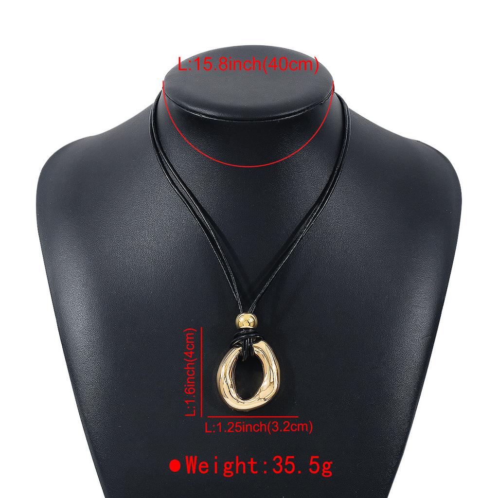 Tooxika Personality Design Irregular Circle Pendant Necklace Simple Knot Tie Rope Necklace