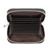 Accordion Top Grain Cowhide RFID Anti-Theft Multi-Card Zipper Leather ID Card Holder