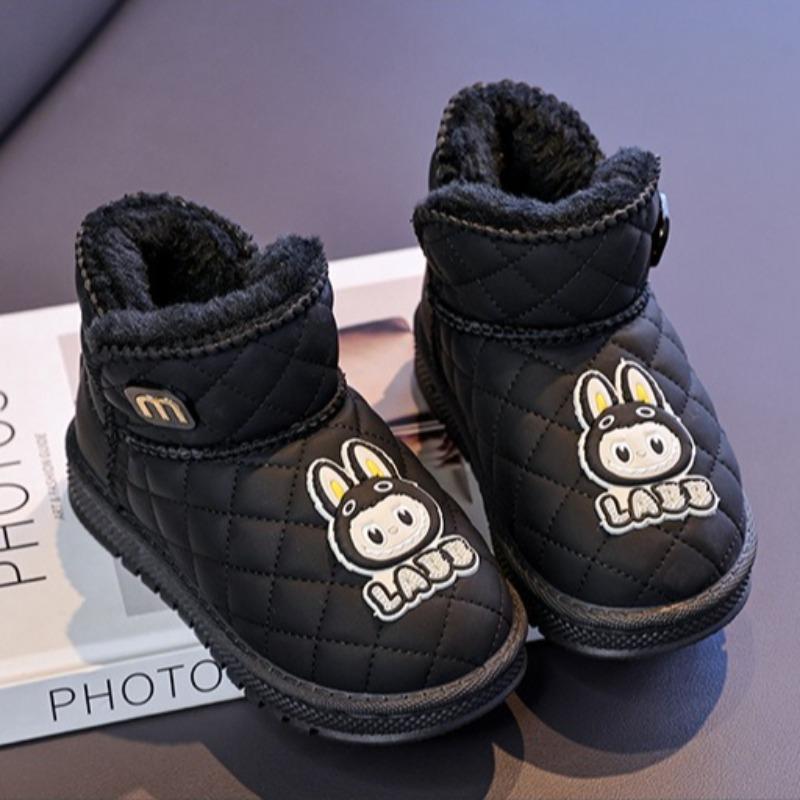 

Girls Non-slip Thick-soled Cotton Shoes Winter Fleece-lined Warm Snow Boots Children s Thick Fur-lined Short Boots 32 чорний