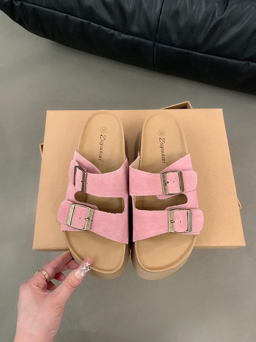 

Fashion Thick Bottom Slippers Female Summer Outside Wear New French Retro Seaside Beach Soft Leisure Nurse‘s Shoes Tourist Beach Slipper 39