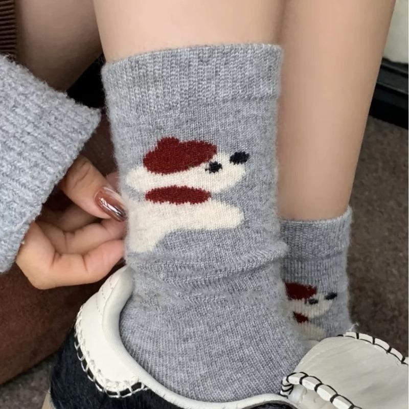 Ladies Autumn and Winter Warm Fashion New Puppy Wool Drum Pile Socks