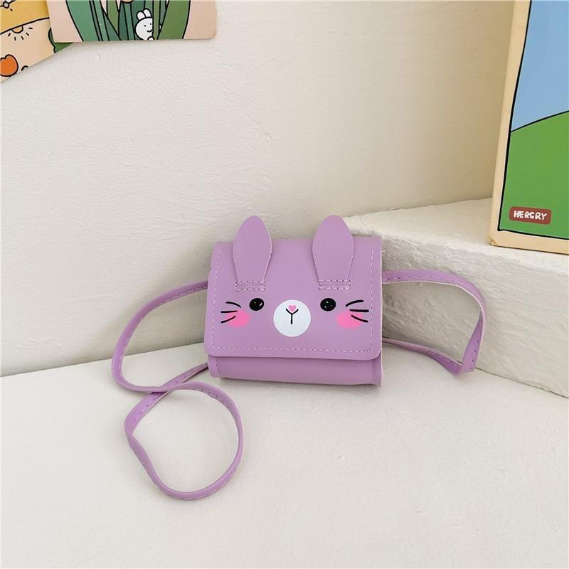 Adorable Cartoon Crossbody Coin Purse For Girls Kindergarten Kids Cute Animal Design фиолетовый
