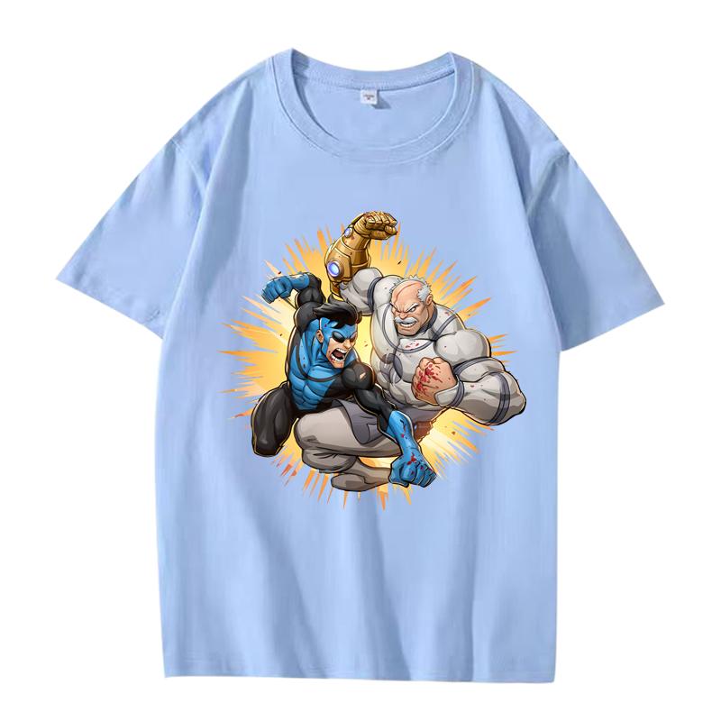 Invincible vs Conquest T Shirt men women Oversized 100% Cotton short sleeve Summer streetwear top Unisex plus sizetops
