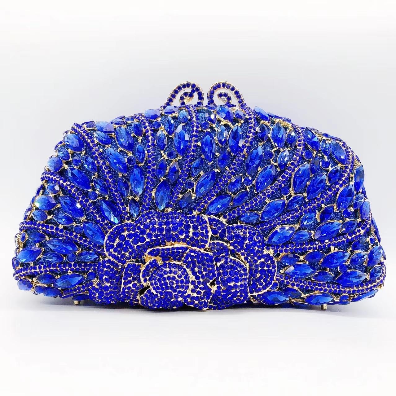 

Gold Women Crystal Wedding Evening Bag WHTUOHENG Dazzling Diamond Party Handbags Dinner Banquet Purses Blue/Gold Rhinestone Purs 18.5cmX10cmX6.5cm