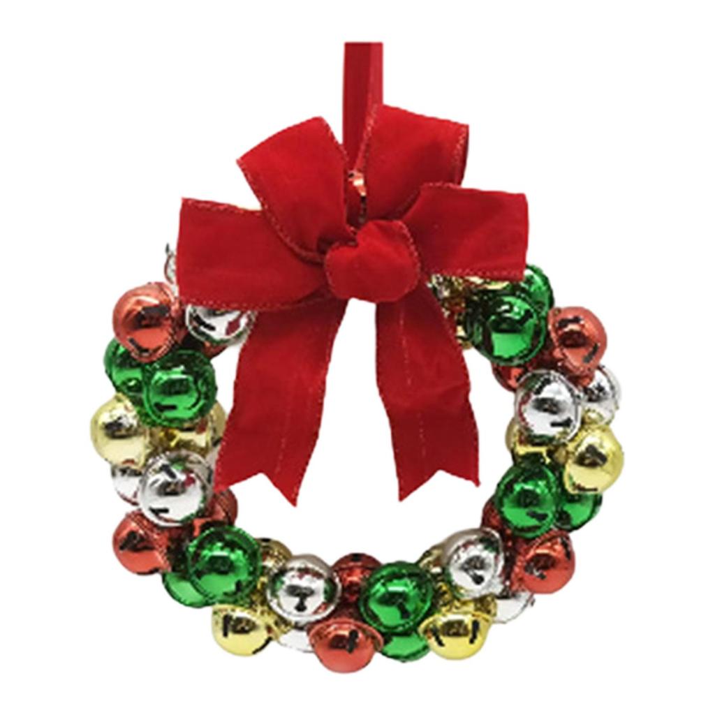 Christmas Bell Wreath with Bowknot Decorative Gift Hanging Decor Christmas Decoration Xmas Wreath for Outdoor Window Holiday