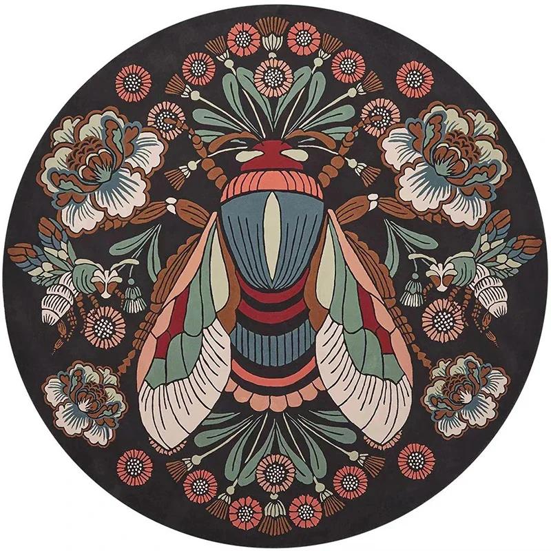 

Богемный Ретро Круглый Ковер для Гостиной Цветочный Роскошный Большой Ковер в Спальню Абстрактный Домашний Декор Этнический Стиль Круглый Коврик Diameter 60cm