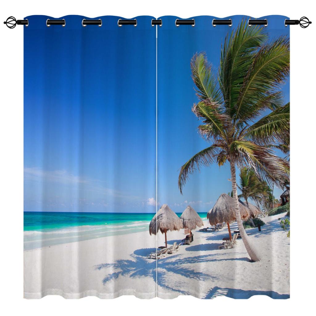 Beach Seaview Series 8 Digital Printing High Density Blackout Curtains