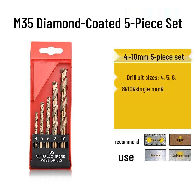 Cobalt-Enhanced Extended Length Twist Drill Bit Set - Super Hard Stainless Steel Alloy, 4.2mm.