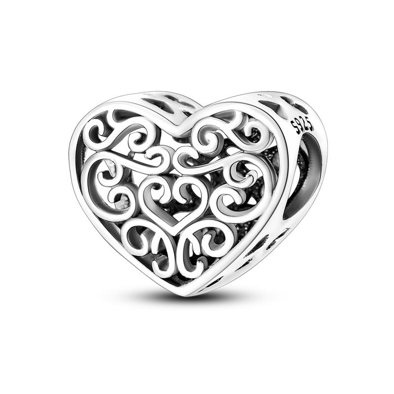 Affascinante Bracciale Collana con Perline a Forma di Cuore in Argento 925 Amore Familiare Impronta di Zampa Animale Adatto alle Donne Regali Fai da Te per le Feste